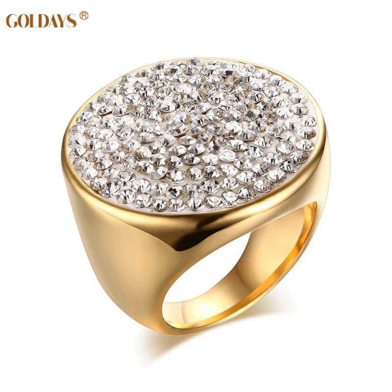 GOLDAYS Fashion Engagement Rings Shining AAA+ CZ Stone Ring Gold color