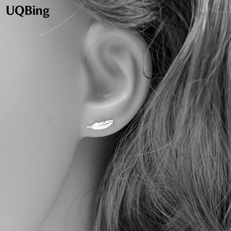 Женские серьги гвоздики из серебра 925 пробы с перьями|earring earphones|earring holderearrings sun |