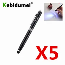 Kebidumei 5 шт. 4 в 1 лазерная указка лазерный указатель светодиодный фонарь сенсорный экран Стилус Шариковая ручка 4 в 1 для iPhone планшет сенсорный ручки