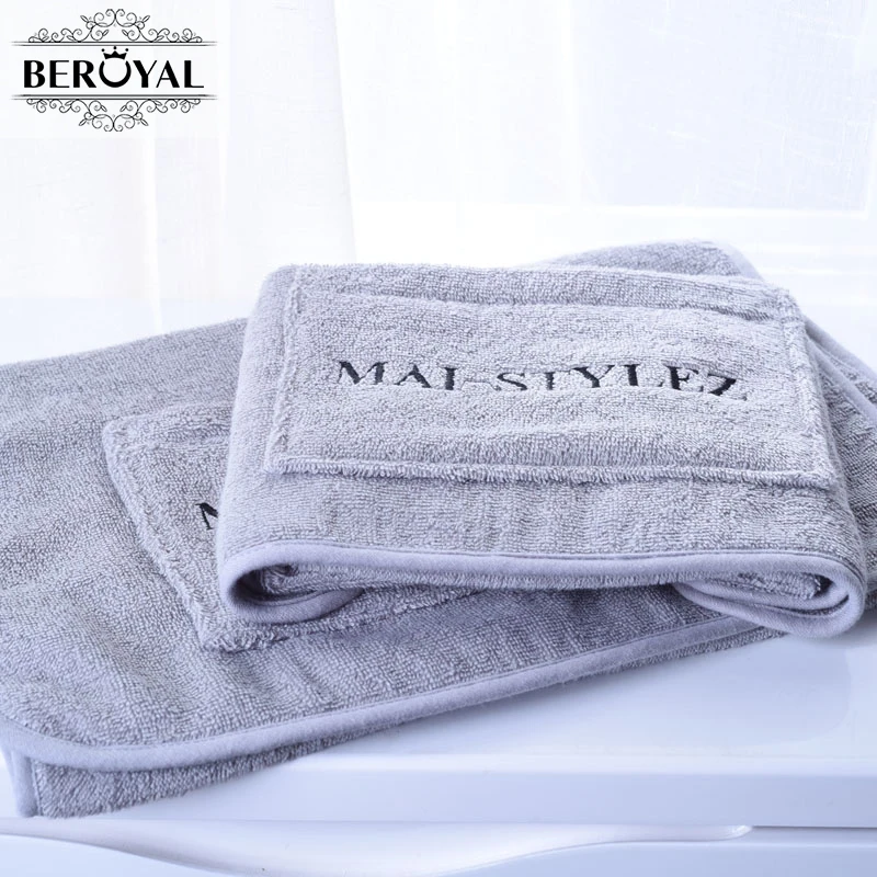 

Beroyal Brand High Quality Gym Towel - 1pc/lot Grey Cotton Towel with Zipper and Pocket Absorbent Sport Towel Soft Hand Towels
