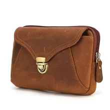 Поясная Сумка 7 дюймов Crazy Horse кожаная сумка для мобильного телефона мужская повседневная кожаная сумка с пряжкой износостойкая модная поясная сумка