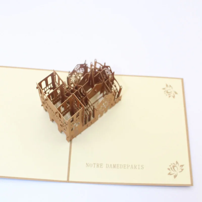  3D Laser Cut Handmade Retro Notre Dame de Paris Paper Invitation Greeting Cards PostCard Kids Birth - 32793824456