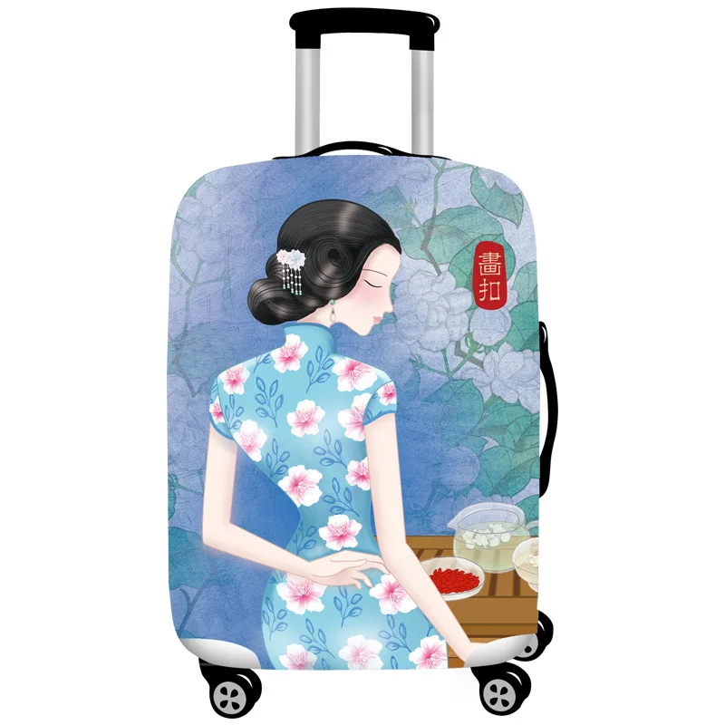 Китайский стиль багаж чехол для чемодана эластичная Защита Чехол 18-32 дюймов тележка багаж пылезащитные Чехлы дорожные аксессуары