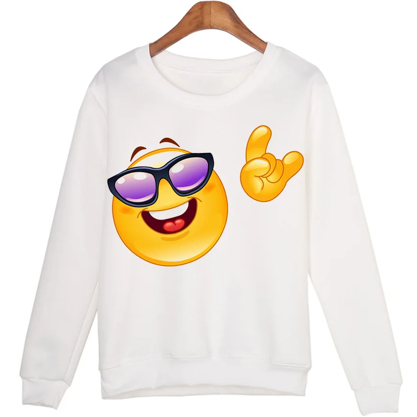 Buy White Hoody Emoji Emoticons Women Sweatshirt