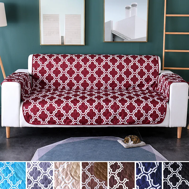 Waterproof Sofa Slipcovers For Armchairs Both Side Plaid Quilting Sofa