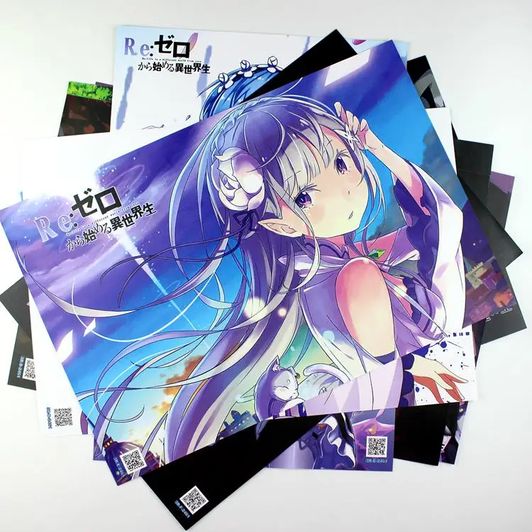 

Mixed 8pcs/set Anime Re:Life in a different world from zero Figures Emilia Natsuki Subaru Rem Beatrice figure wallpaper/ posters