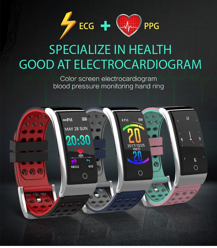 Imosi E08 Smart Bracelet ECG PPG Blood Pressure Measurement Fitness Tracker Watch Bracelet Waterproof Heart Rate Monitor