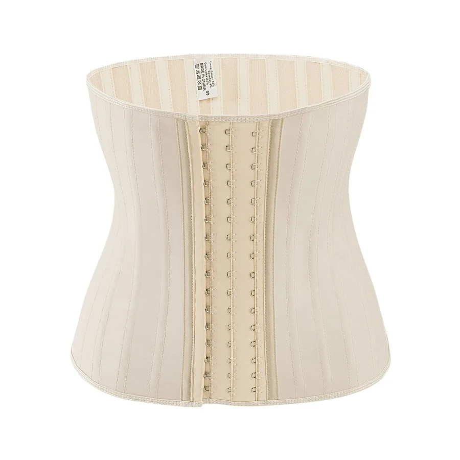 

Women Waist Trainer Latex Bustier Black Cream Waist Cincher Corselet 3 Hooks Underbust Corset 25 Steel Boned Slimming Underwear