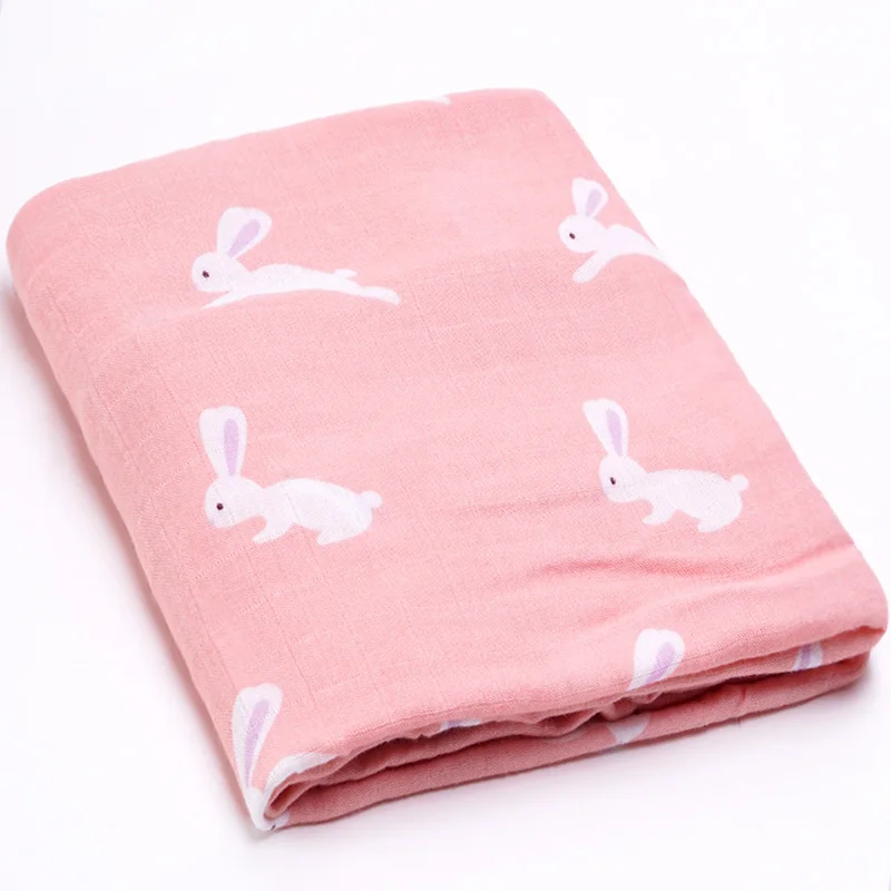 Dropshipping 70%Bamboo 30%Cotton Muslin Diapers Super Soft Baby Blankets Newborn Swaddle Wrap Bebe Baby Bath Towel Bedding Set - Цвет: The rabbit