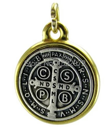 

High quality and low price Medalla SAINT St Benedict Cross SILVER & GOLD Tone EXTRA SMALL Medal cheap custom antique black medal