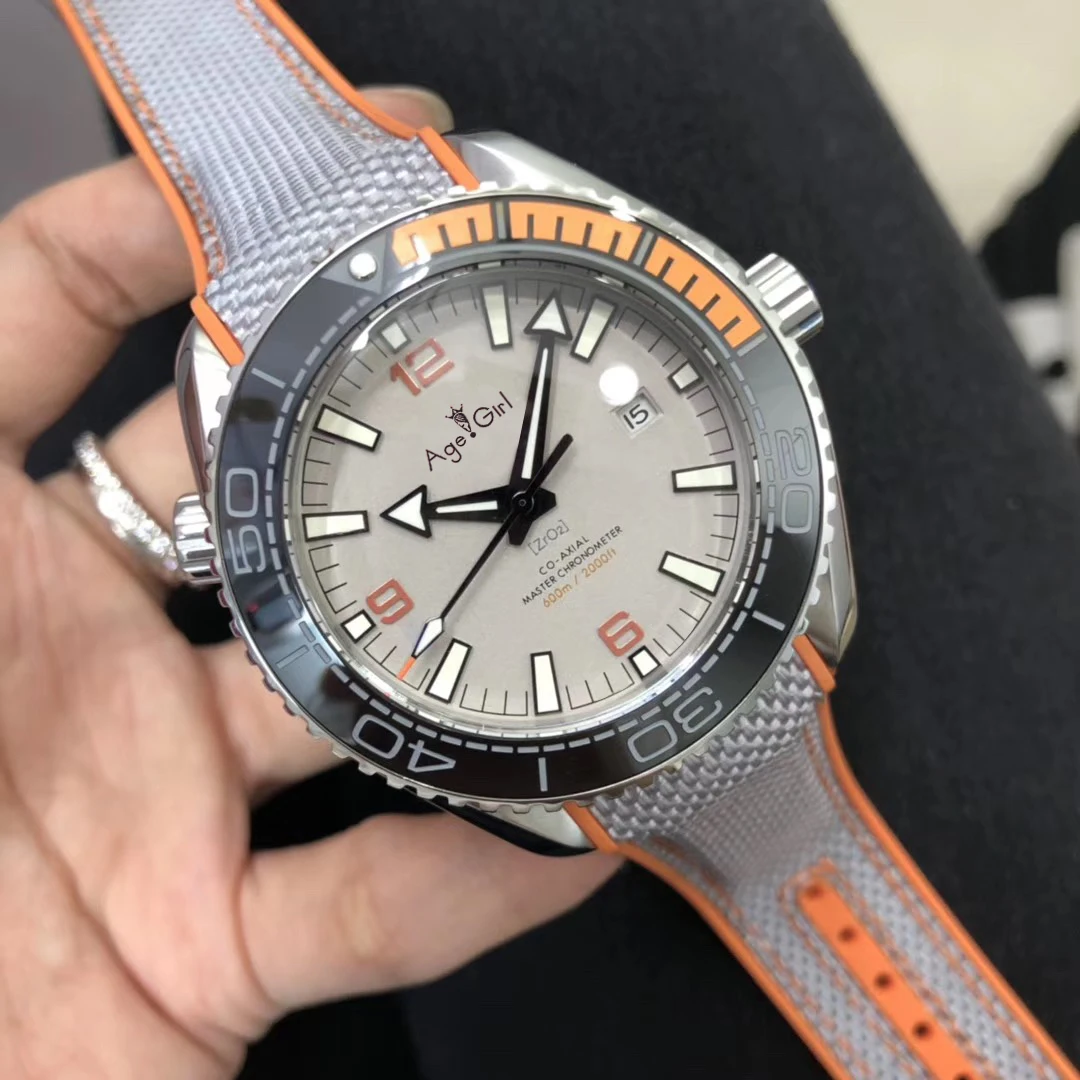

Luxury Brand New Men Automatic Mechanical Orange Black Ceramic Canvas Rubber Blue Stainless Steel James Bond 007 Sapphire Watch