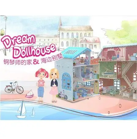 

Cubicfun 3D paper puzzle building model toy girl gift play house game hand work dream dollhouse seaside villa pianist's home 1pc