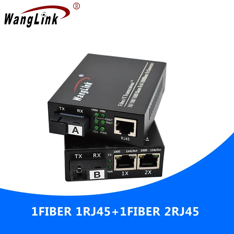 1.25G fiber media converter 2RJ45 port + 1 fiber media converter 1 rj45 port transceiver 2PCS