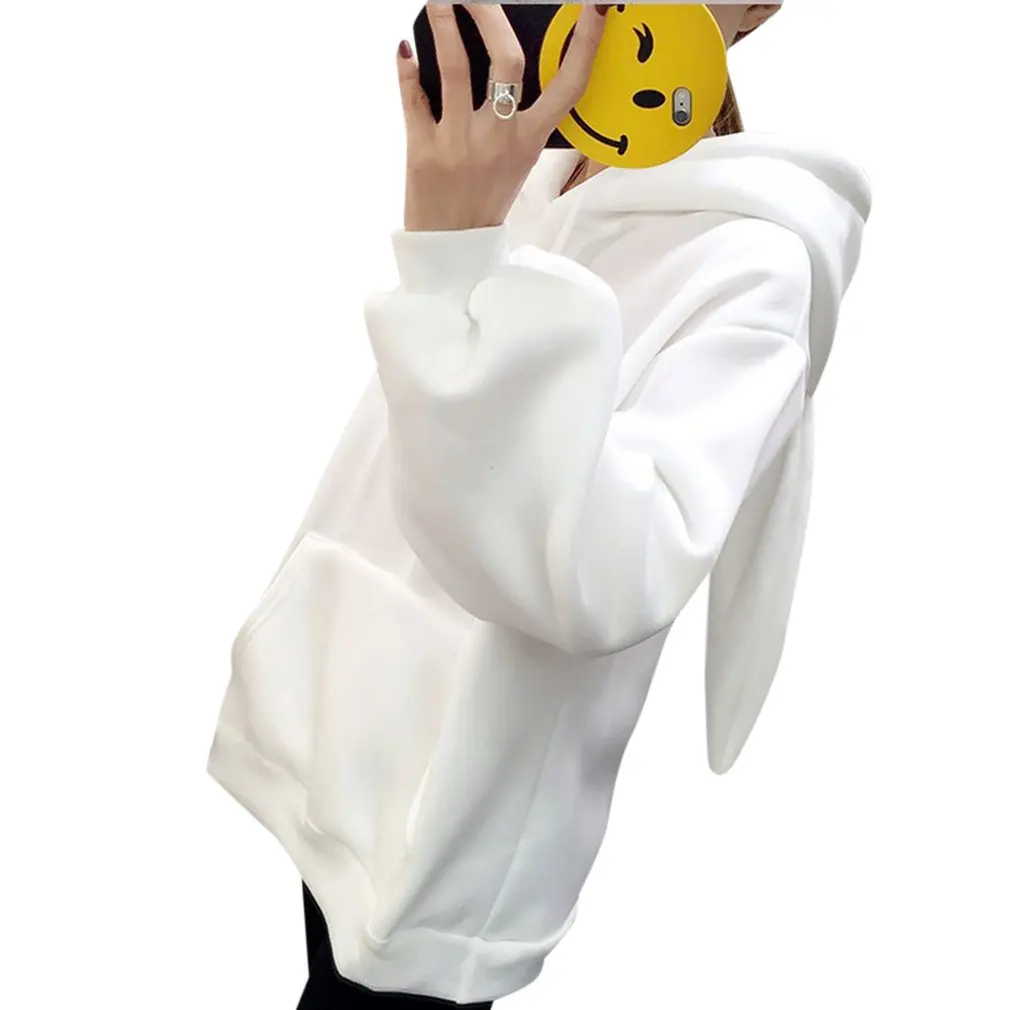Kawaii Sweet Rabbit Ears Hoodies Women Plus Size Long Sleeve Cotton Tracksuit Slim Pullovers Moletom Homewear Femal Sweatshirts Kawaii Sweet Rabbit Ears Hoodies Women Plus Size Long Sleeve Cotton Tracksuit Slim Pullovers Moletom Homewear Femal Sweatshirts