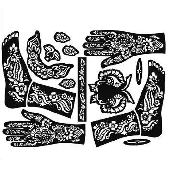 

1Pcs Henna Tattoo Templates Hands Feet Leg Arm Airbrushing Tattooing Templates Professional Temporary Mehndi Body Painting