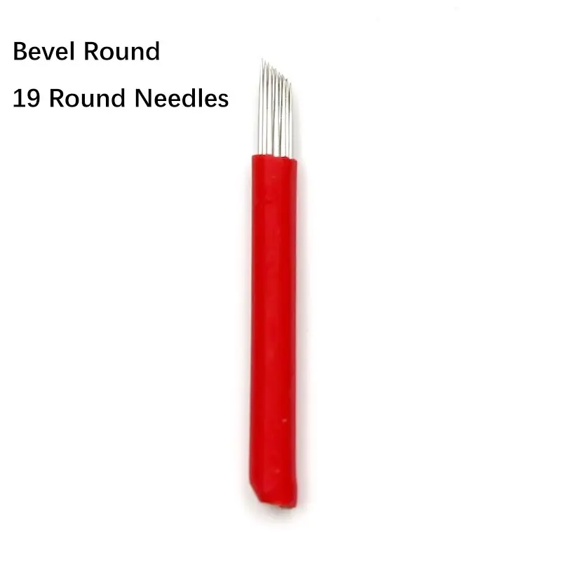 50 шт. Перманентный макияж бровей татуировки 19 скругленые иглы игла для микроблейдинга 3D бровей вышивка 19 туман круглая игла красный
