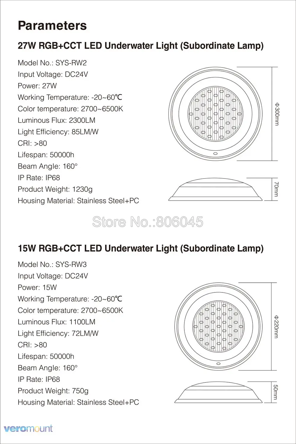 Milight SYS-RW1 DC24V 12 Вт RGB+ CCT подводный светодиодный светильник для бассейна IP68 2,4 г пульт дистанционного управления/DMX512/WiFi приложение Alexa управление