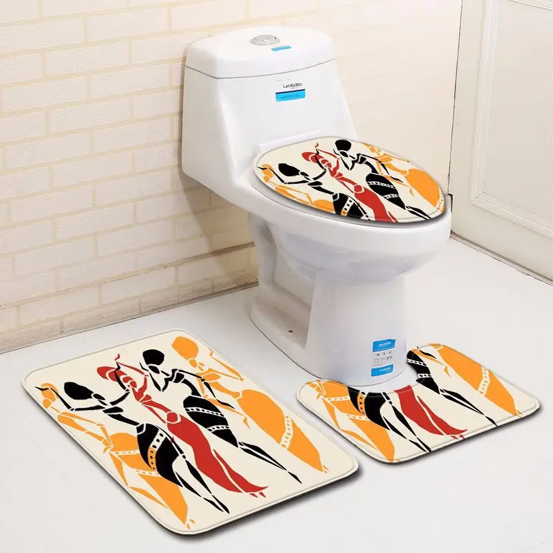 3Pcs/Set african women Carpet Mats Bathroom Toilet Mat Velvet Fabrics