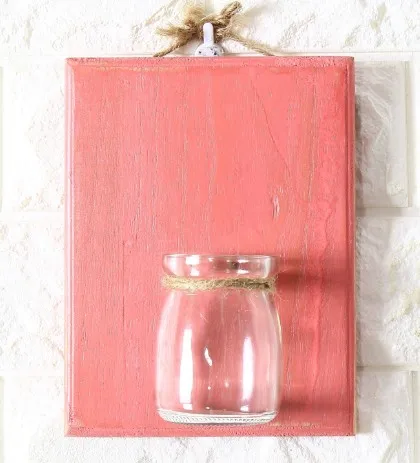 Postral стильный стеклянный и деревянный настенный цветочный горшок ваза винтажная деревянная настенная стойка гидропонные растения горшок настенный и домашний декор - Цвет: pink