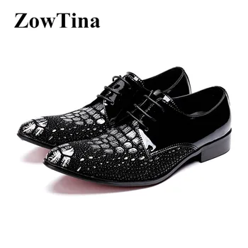 

Black Real Leather Men Handmade Oxford Shoes Lace Up Formal Business Dress Flats Pointed Toe Mocasines Hombre Wedding Shoes Man