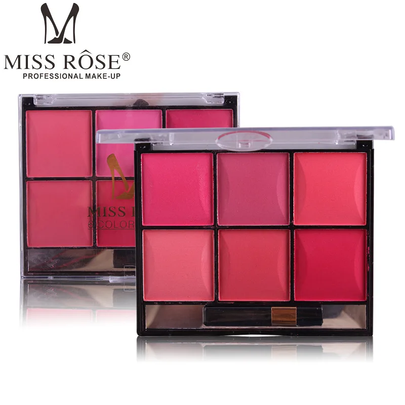 Miss Rose 6 Color Makeup Blush Palette Matte Face Long Lasting Blusher