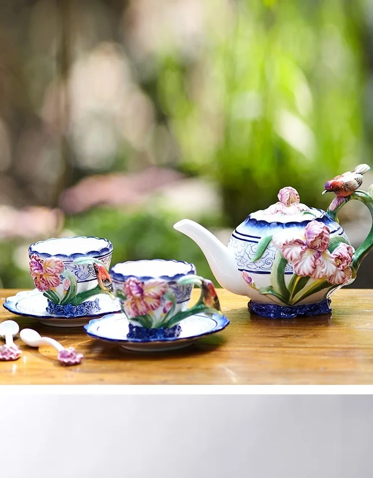 Orchid керамический чайник Группа брелок для ключей продолговатой формы чашки Набор кружек для кофе фарфоровая чашка творческие подарки