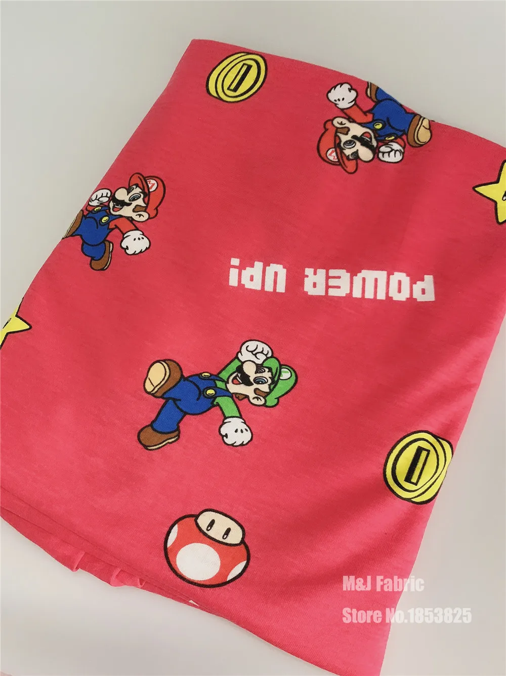 

190*50cm red Super Mario elasticity cotton knitting fabric For Sewing Fat Quilting Patchwork boy Cloth Kid
