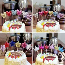 6 шт./лот милые сердцу Звезда Корона торт Топпер на день рождения кекс флаг Baby Shower вечерние Свадебные украшения поставки