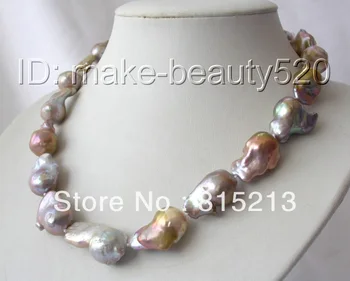 

ddh001323 stunning 23mm baroque multicolor reborn keshi freshwater pearl necklace