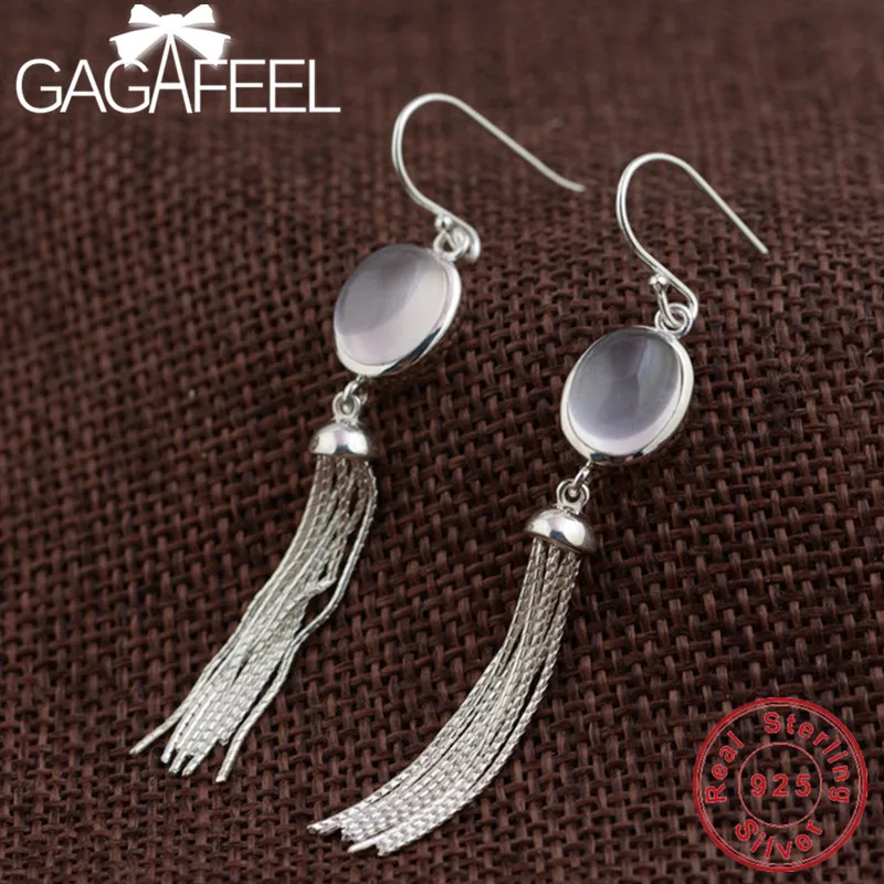 Женские серьги с розовыми кристаллами GAGAFEEL висячие из стерлингового серебра 925