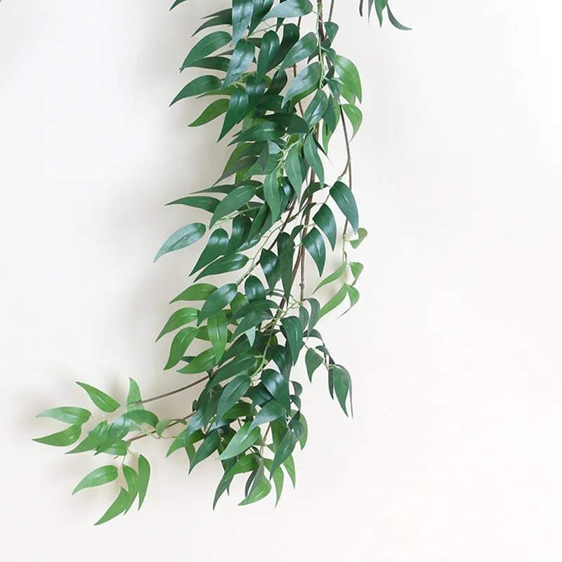 JAROWN Artificial Willow Leaf Plant Vine Wedding Ceiling Winding Layout Rattan Hotel Window Decorations Home Decor Fake Flowers (2)