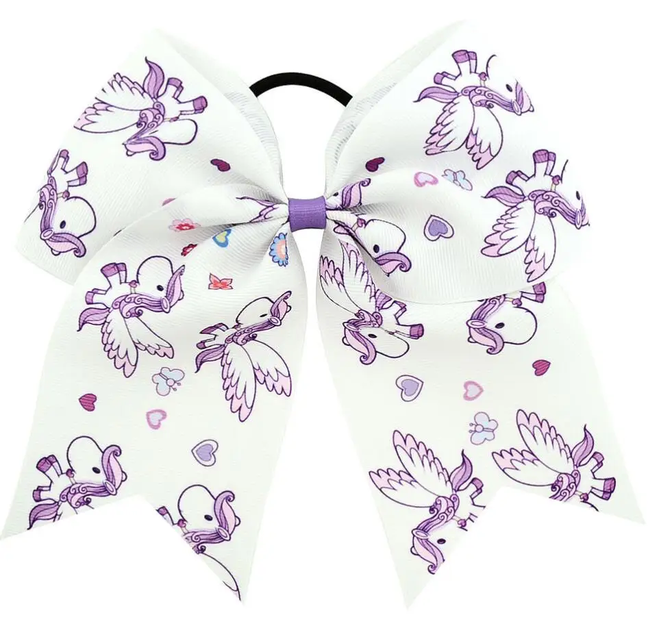 

free shipping 60pcs 7-8" unicorn cheerleading Bow unicorn cheer hair bows Girls Kids Handmade happy birthday party Hair