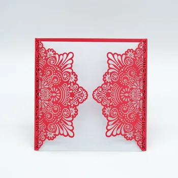 

Luxurious Laser Cut Effect Red Wedding Invitation Card