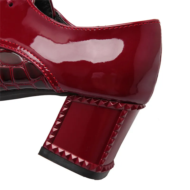 Talons Parti Automne Noir rouge Carré Nouveau Femme Blanc Travail Arrivé Dames Pour Hiver Femmes blanc 2019 Haute Zjvi Noir Brevet Chaussures Pu Pompes OqIT1T