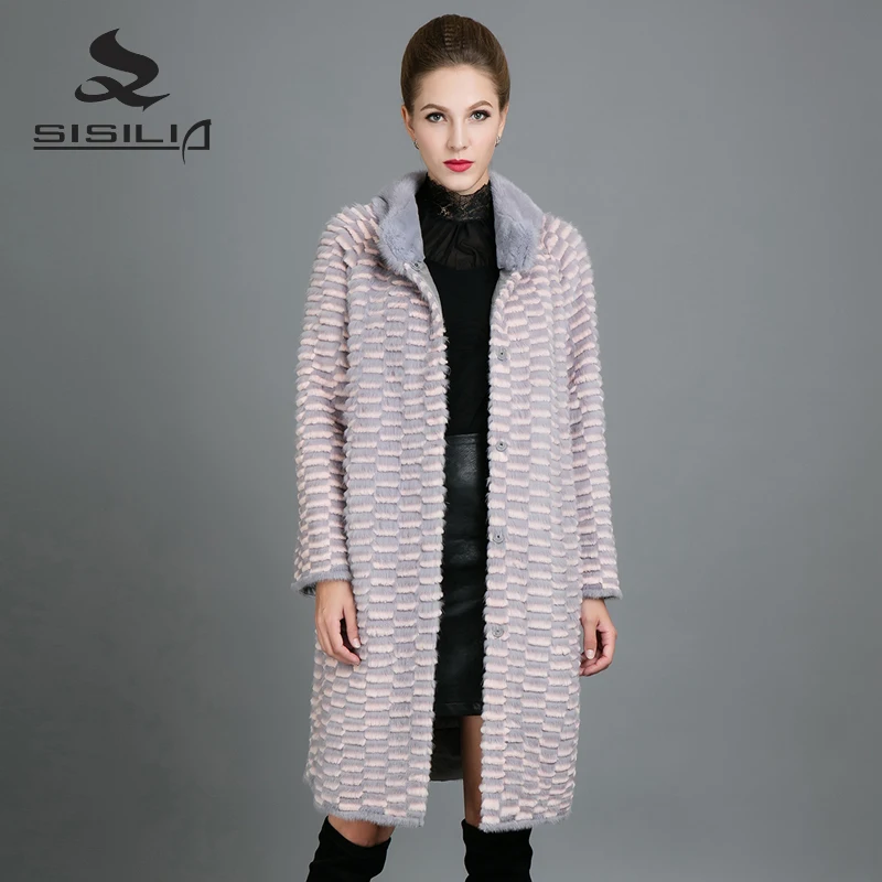 SISILIA 2017 New Real Mink Fur Coats Women Fashion Fur Jackets Inner Riga Cotton Mink And  Rabbit  Fur Coats Female