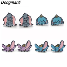 P3688 Dongmanli милые Дамбо серьги-гвоздики в виде слона для женщин Эмаль Нержавеющая сталь пирсинг ювелирные изделия из Кореи дети девочки
