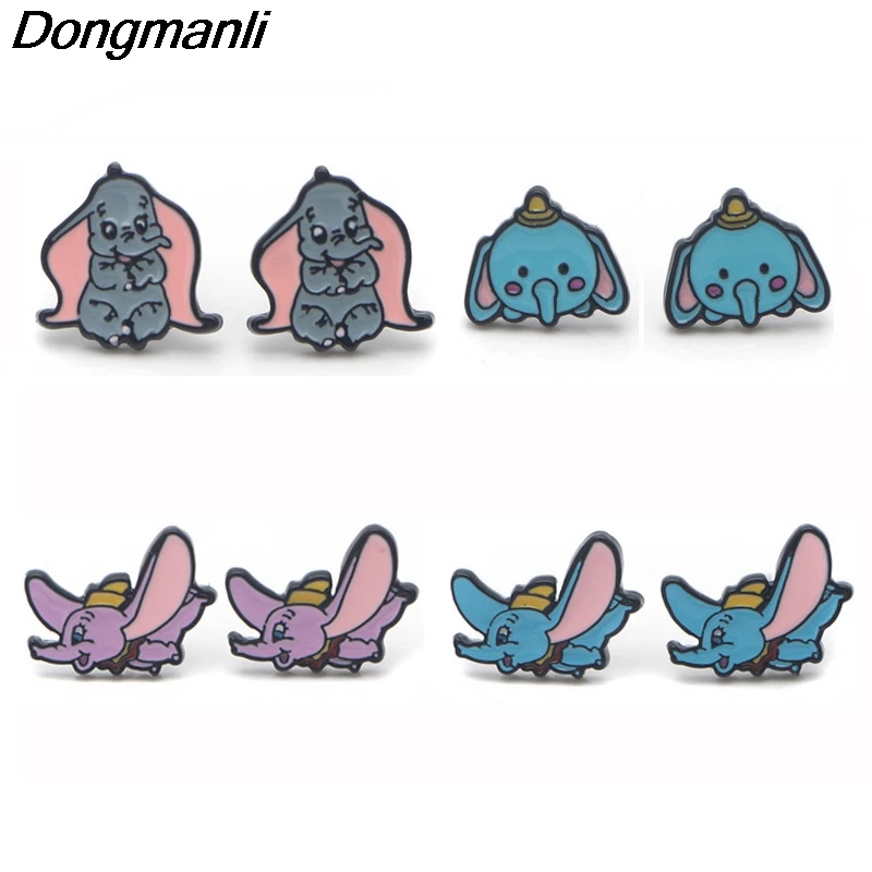 

P3688 Dongmanli Cute Dumbo Elephant Stud Earrings For Womens Enamel Stainless Steel Pierce Korea Earrings Jewelry Kids Girls