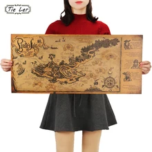 TIE LER ретро крафт Пиратская Карта мира плавания плакат Настенная Наклейка для гостиной Бар Кафе Декор Древний мир винтажные карты 72,5X33 см