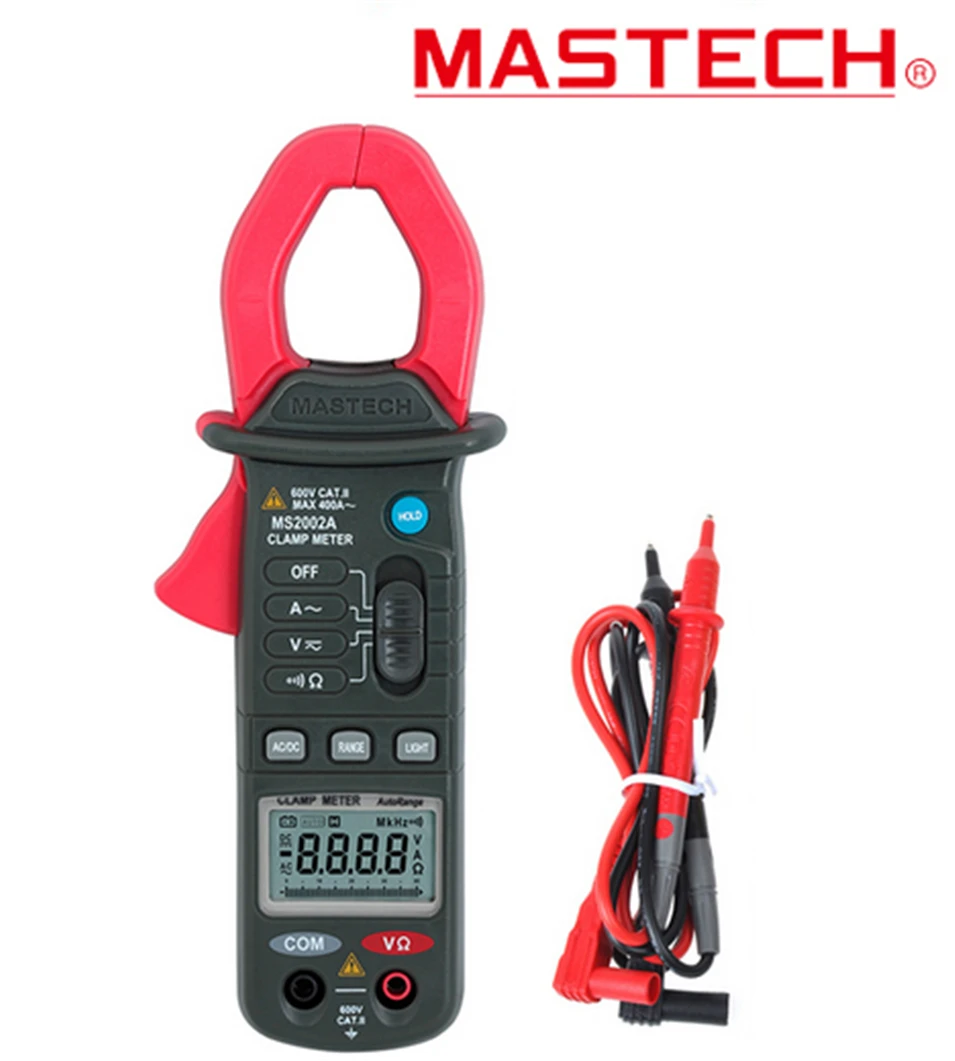 

Mastech MS2002 3 1/2 digits Digital Clamp Meter Multimeter AC Current DC/AC Voltage Resistance Audible Continuity Measurement