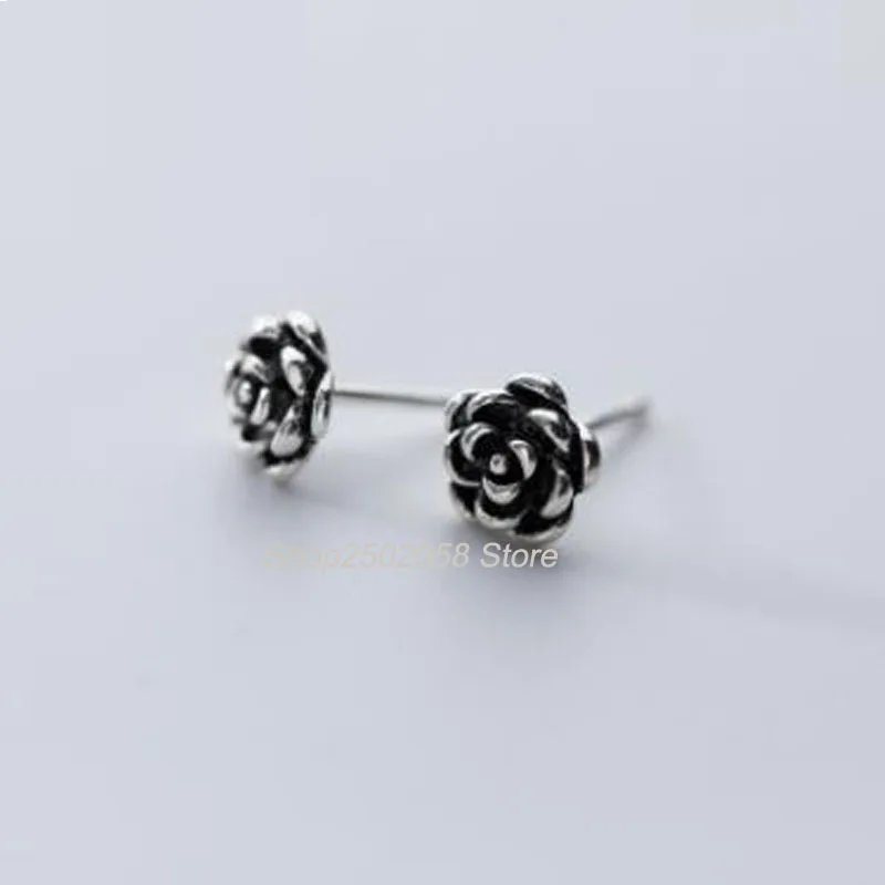1Pair New 925 Sterling Silver Rose Tiny Cartilage Helix Stud Earrings