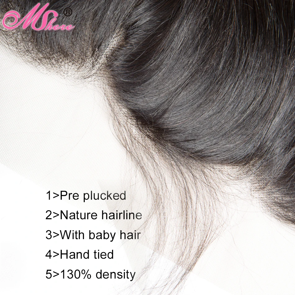 Pre-plucked 13*4 Ear To Ear Lace Frontal With Baby Hair Indian Straight Hair Remy Hair 1b# Mshere H