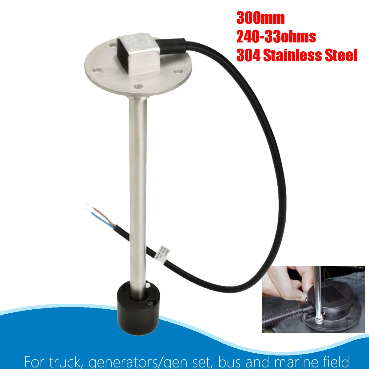 300mm Water Fuel Sending Boat Marine Truck Water Level Sender Sensor 240-33ohms