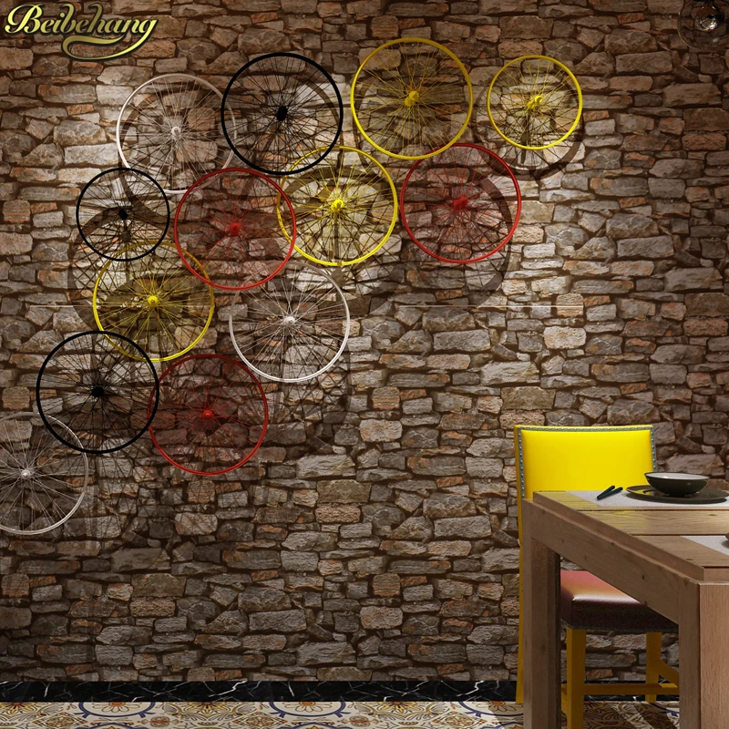 beibehang Stone pattern culture wallpapers for living room hotel internet cafe bar restaurant retro industrial wallpaper 3D roll
