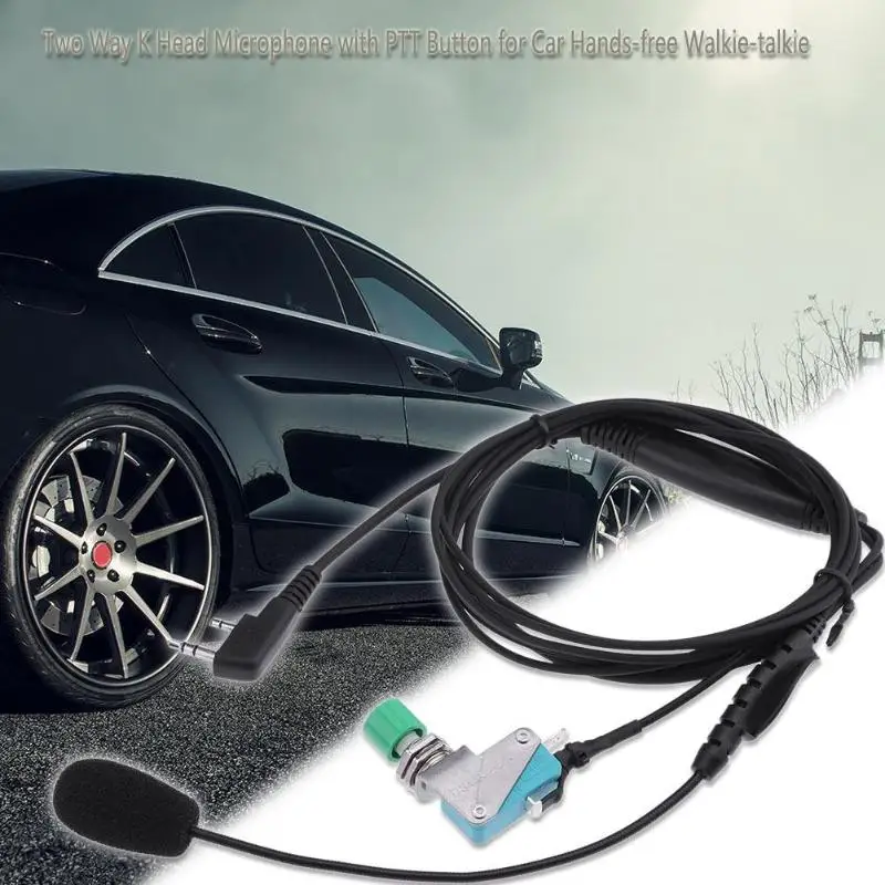 

Two Way K Head Microphone with PTT Button for Car Hands-free Walkie-talkie Intercom Accessories