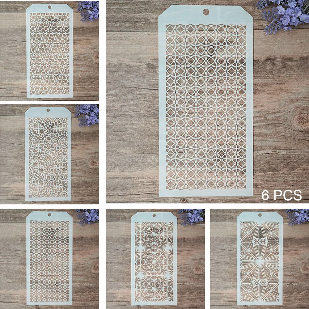 

6 PCS DIY Craft Geometry Stencil for DIY Scrapbooking Stamping Album Crafts Decorative Paper Cards