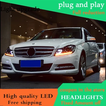 

Car Styling LED Head Lamp For Benz W204 headlights 2011-2013 C180 C200 C260 led headlight led drl H7 hid Bi-Xenon Lens low beam