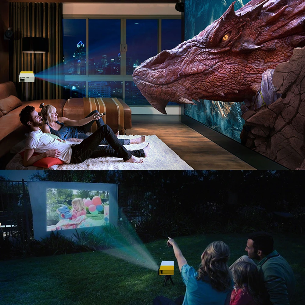 YG300 Mini Portable Projector 1080p Android LED Projector 600 Lumen 3.5mm AUX 320x240 Pixels HDMI USB 3D Home Theater Projector
