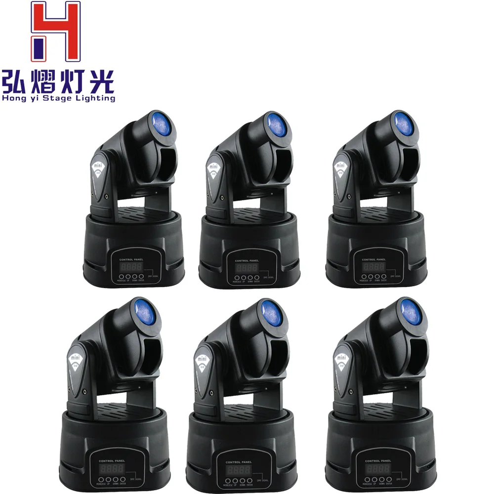 

(6pcs/lot) HOT Flight Case LED RGB 15W DJ Mini LED Spot/Gobos Moving Head Stage Light DMX 5/13 Channels Fast Shipping
