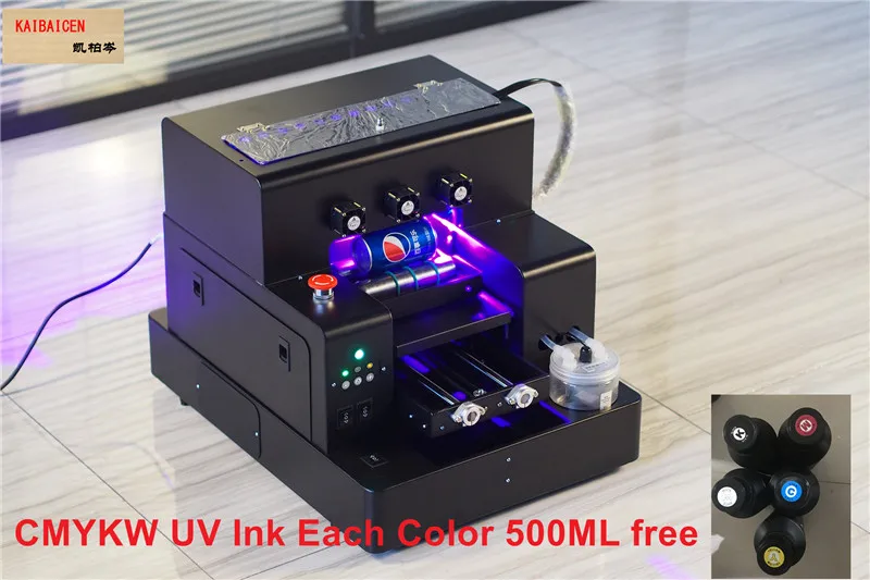 

Automatic A4 UV Flat Cylinder Inkjet printer print on milk bottle phone case ,metal plate, wooden, MDF ect. directly UV INK FREE