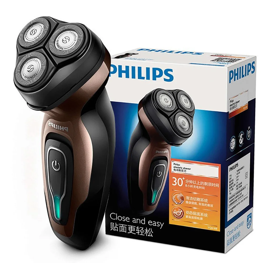 Philips электробритва YQ6188/16 с эффективным Срок службы батареи перезаряжаемые независимых Triple Blade головы Уход за кожей лица Борода бритвы для